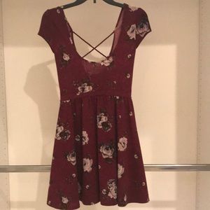 Kimchi Blue Maroon Floral Dress with Added Detail